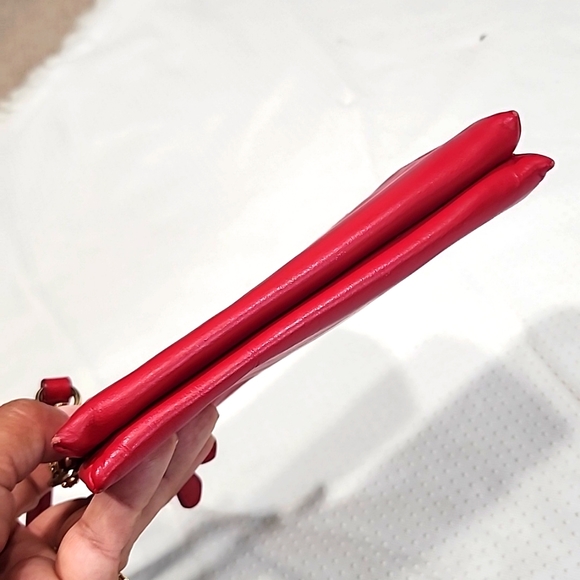 Coach Doble Zipper Red Soft Leather Wristlet . - Picture 6 of 15